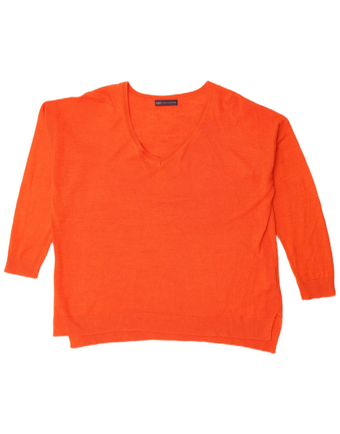 Maglione oversize con scollo a V da donna Marks & Spencer UK 14 Large Arancione