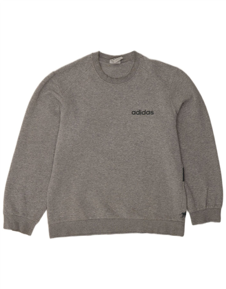 Felpa grafica da uomo Adidas maglione piccolo cotone grigio