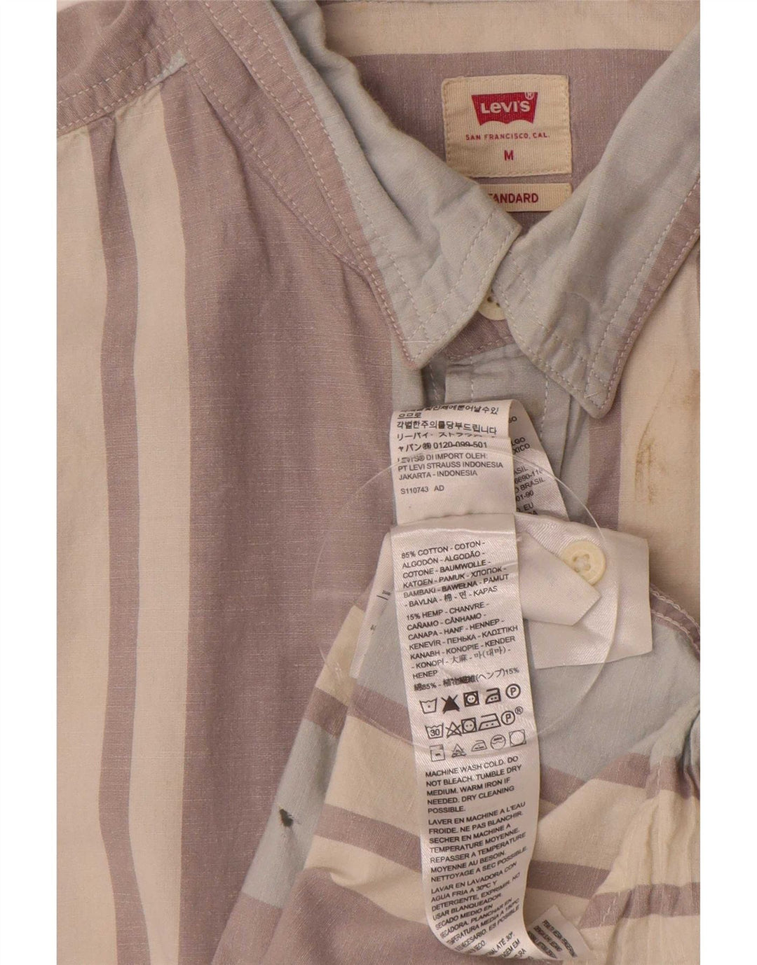 Camicia a maniche corte standard da uomo Levi's in cotone a righe grigio medio