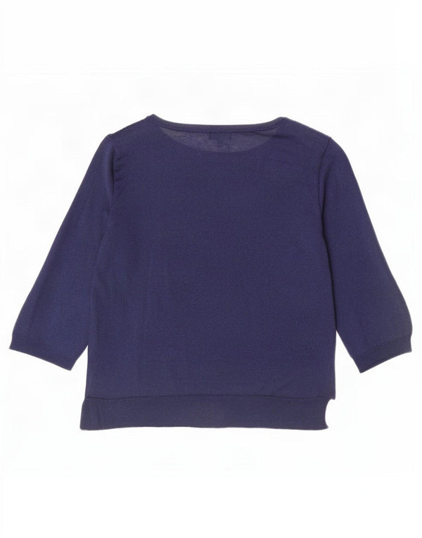 Massimo Dutti Maglione da Donna con Collo a Barca con Maniche a 3/4 UK 16 Large Navy B