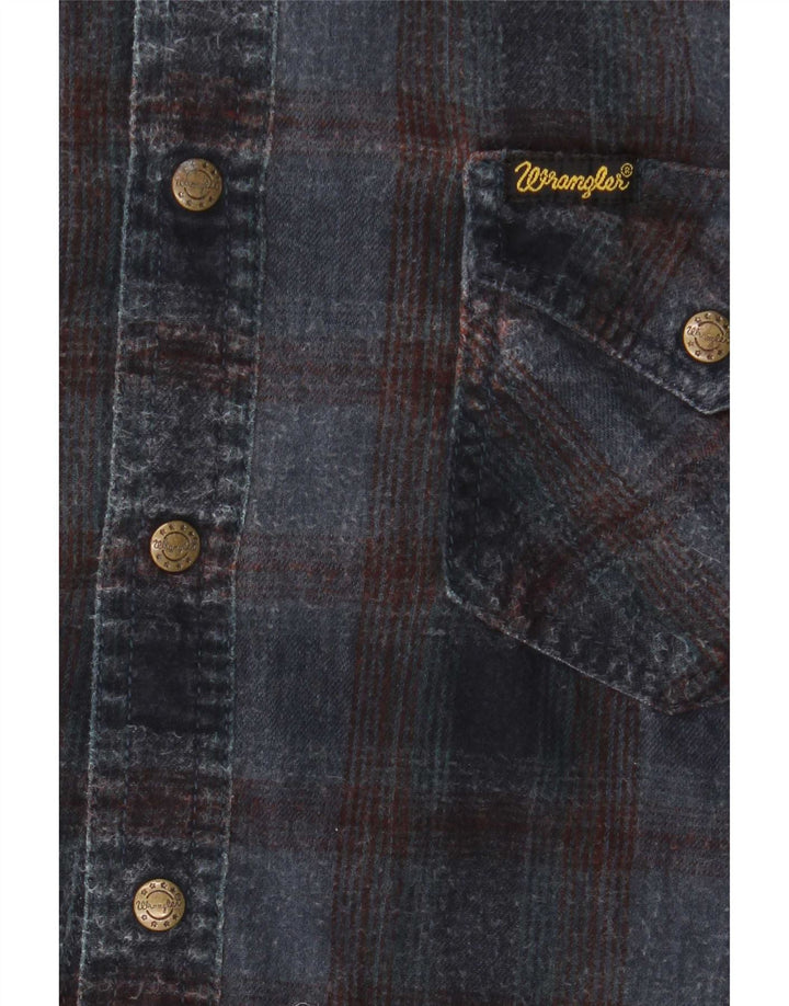 Camicia in flanella western da ragazzo Wrangler 12-13 anni in cotone a quadri blu medio