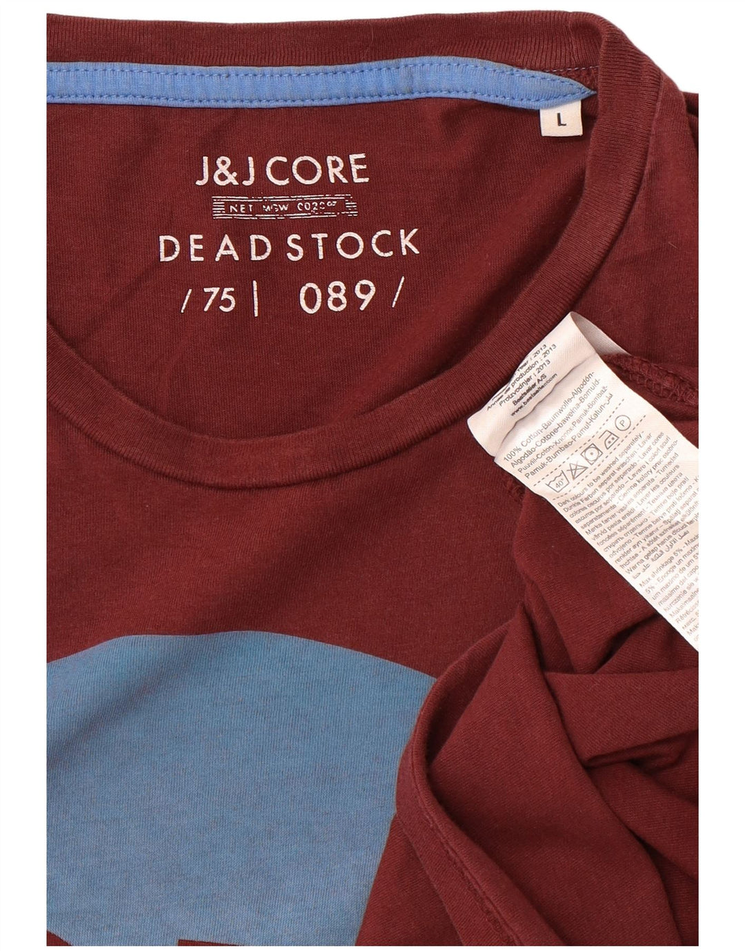 JACK & JONES Mens Graphic Top Long Sleeve Large Burgundy Cotton