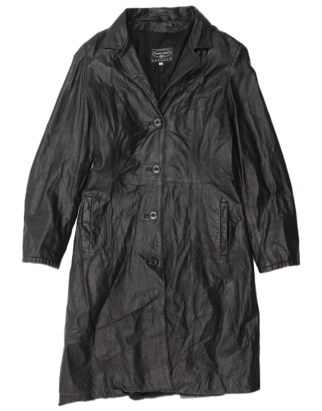 Cappotto in Pelle Donna Roberta Ferrini IT 44 Medio Pelle Nera