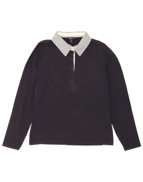 Polo da rugby da donna a maniche lunghe Gant UK 14 Large in cotone blu navy
