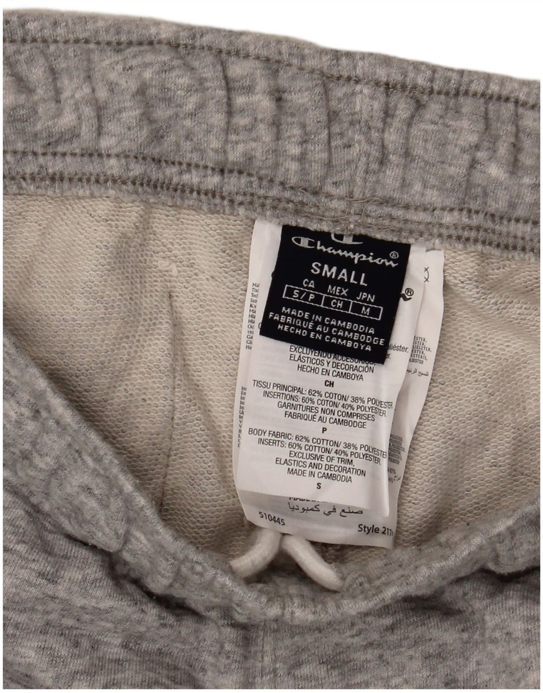 Pantaloni da tuta da uomo Champion Joggers piccoli in cotone grigio