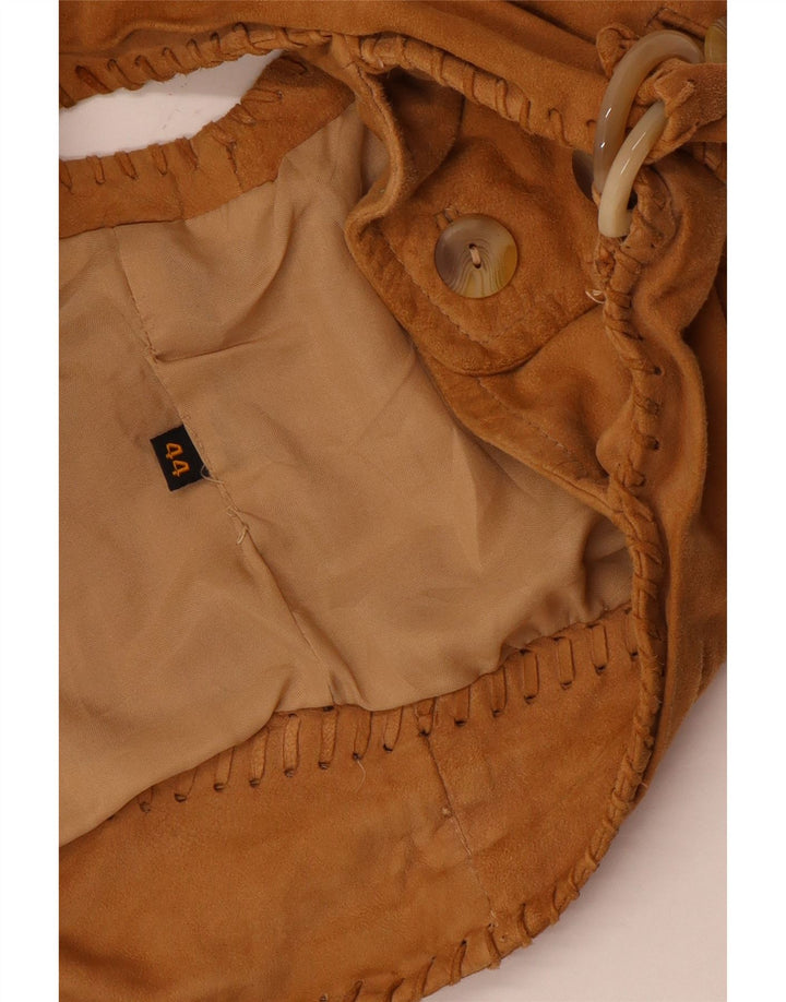 Gilet vintage da donna in pelle scamosciata IT 44 Beige medio