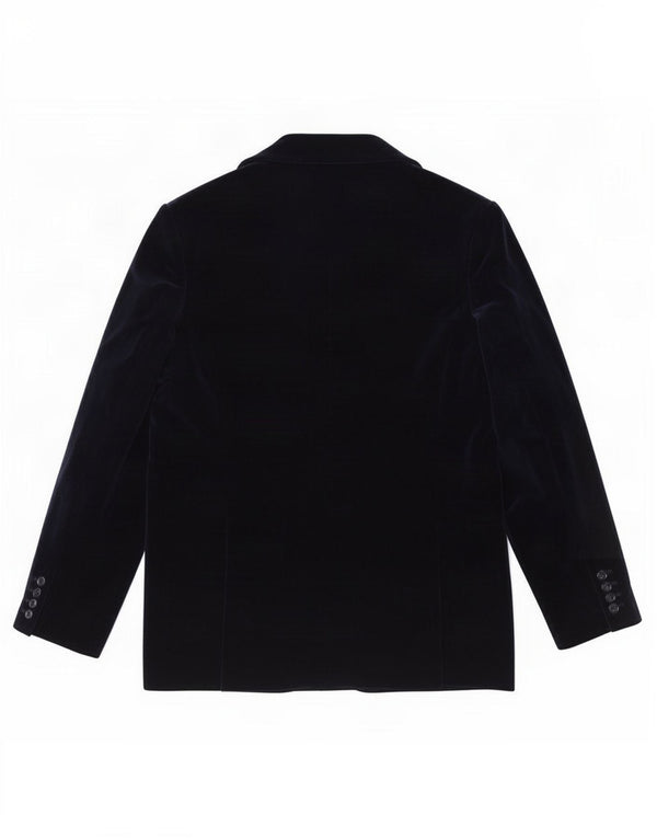Giacca blazer vintage da donna a 1 bottone UK 14 cotone blu navy medio