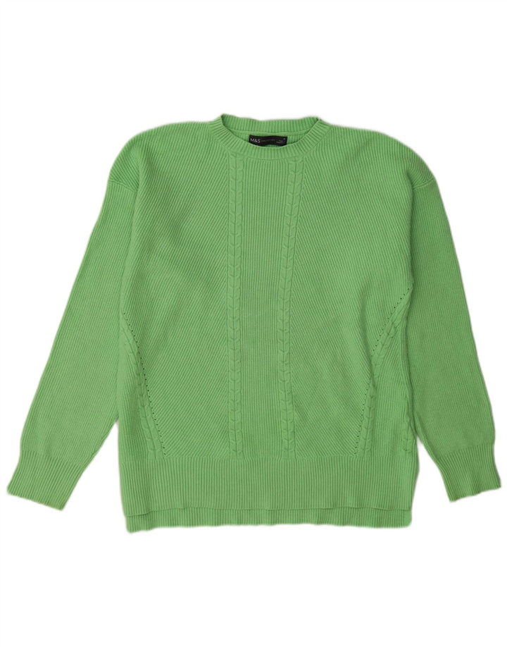 Maglione maglione girocollo da donna Marks & Spencer UK 14 Viscosa verde medio