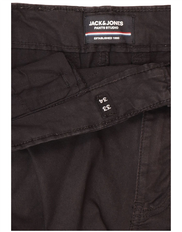 Pantaloni cargo slim da uomo Jack & Jones W33 L34 cotone nero