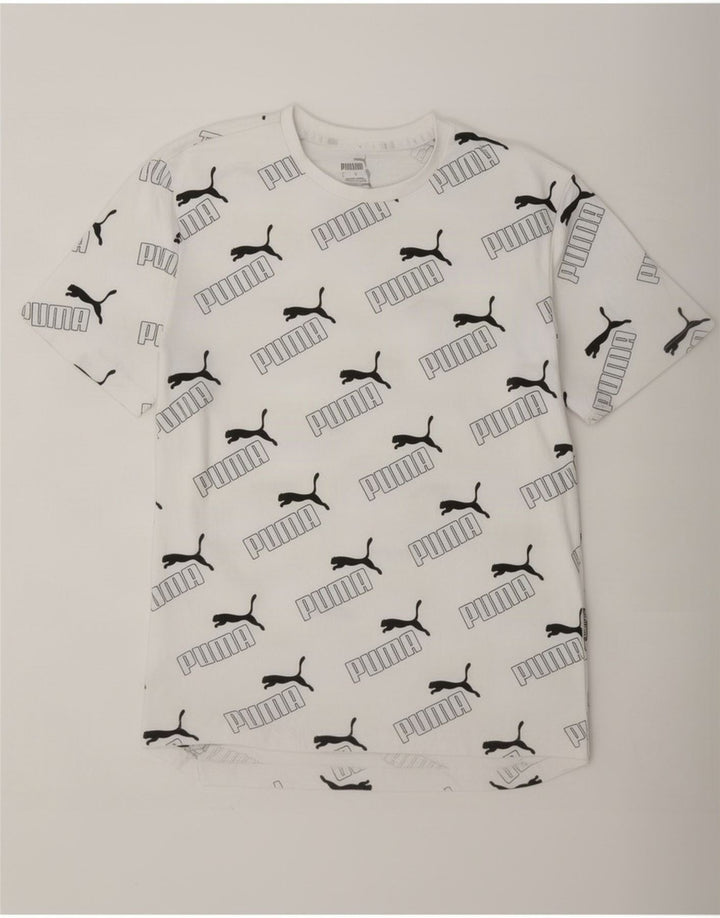 T-shirt grafica da uomo Puma Top Small in cotone bianco