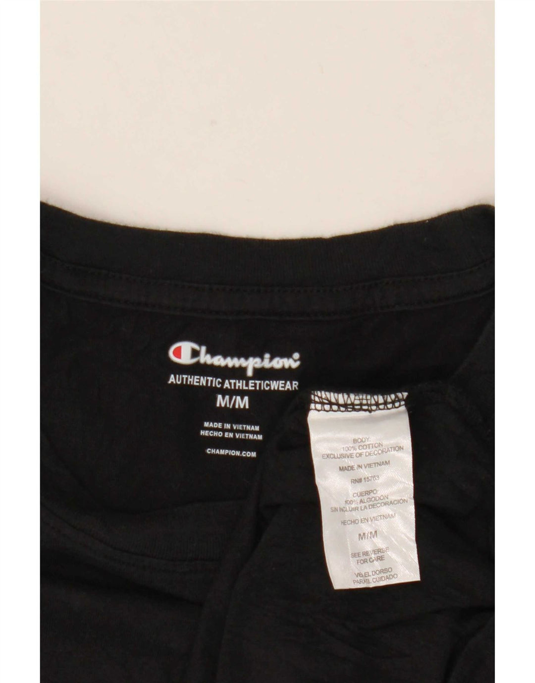 T-shirt grafica da uomo Champion Top in cotone nero medio