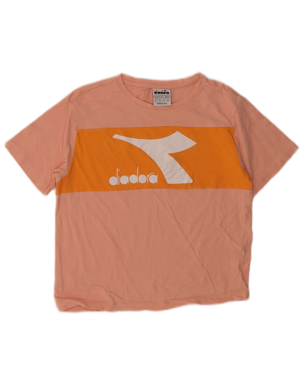 T-shirt grafica per ragazze Diadora Top 11-12 anni XL Pink Colourblock
