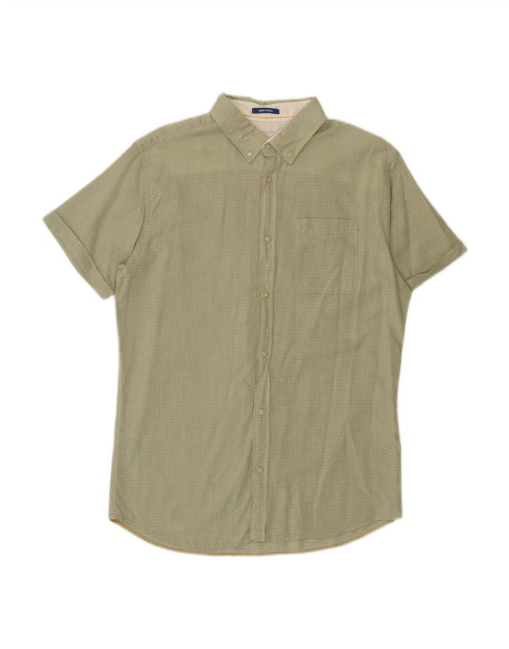 JACK & JONES Mens Short Sleeve Shirt Large Khaki Cotton