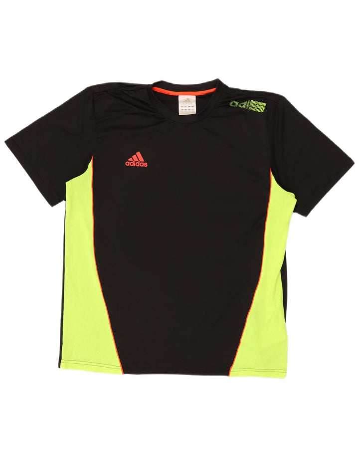 T-shirt grafica da uomo Adidas Top in poliestere color block medio nero