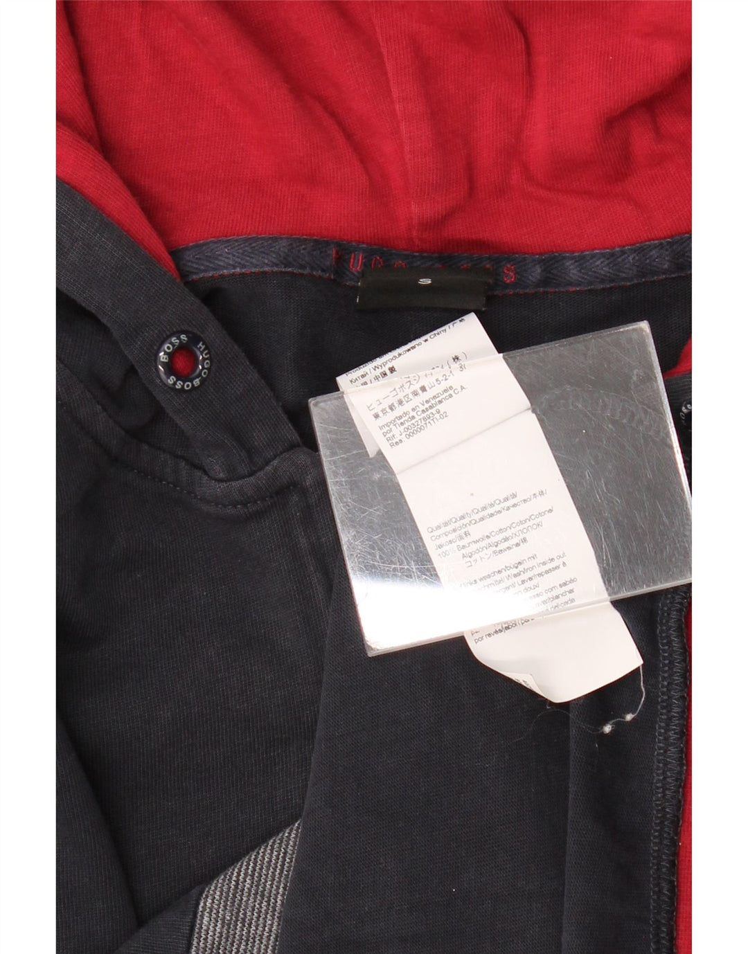 Maglione con cappuccio e zip da uomo HUGO BOSS piccolo in cotone blu navy