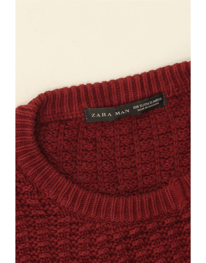 Maglione maglione girocollo da uomo Zara XL Borgogna