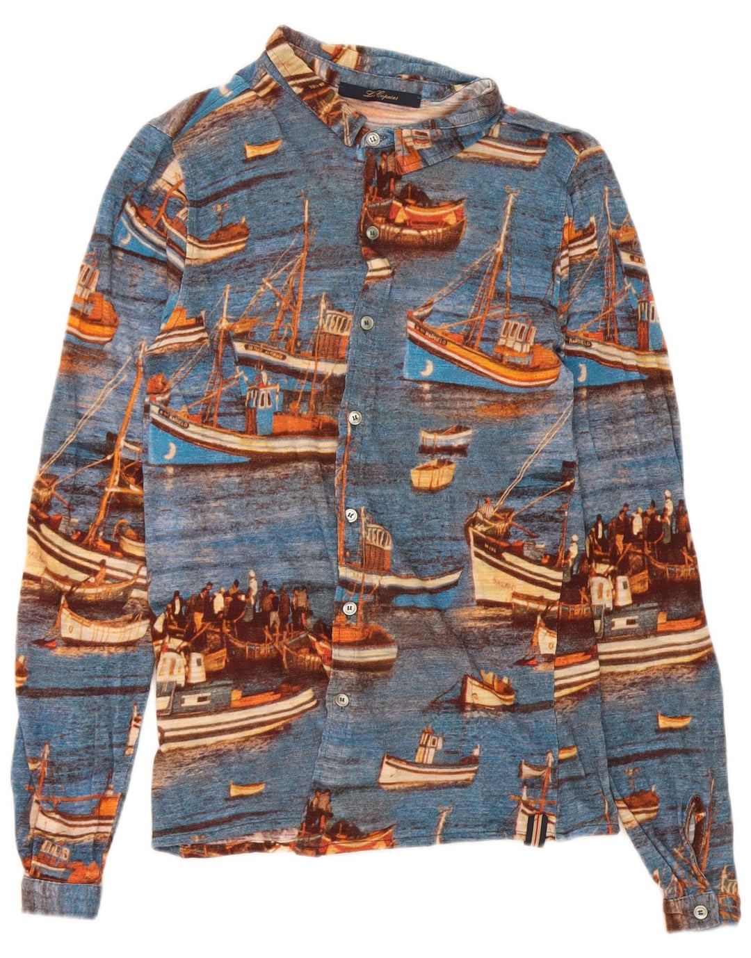 Camicia Uomo Fantasia Astratta Les Copains IT 48 Cotone Blu Medio