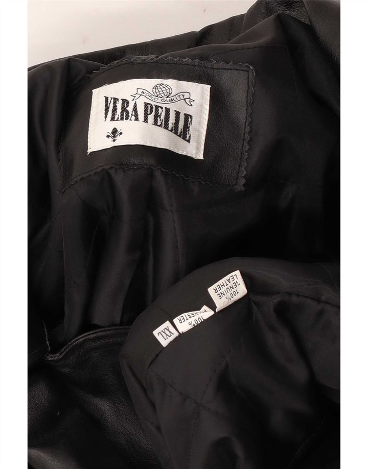 Giacca in pelle vintage da uomo UK 44 2XL Pelle nera