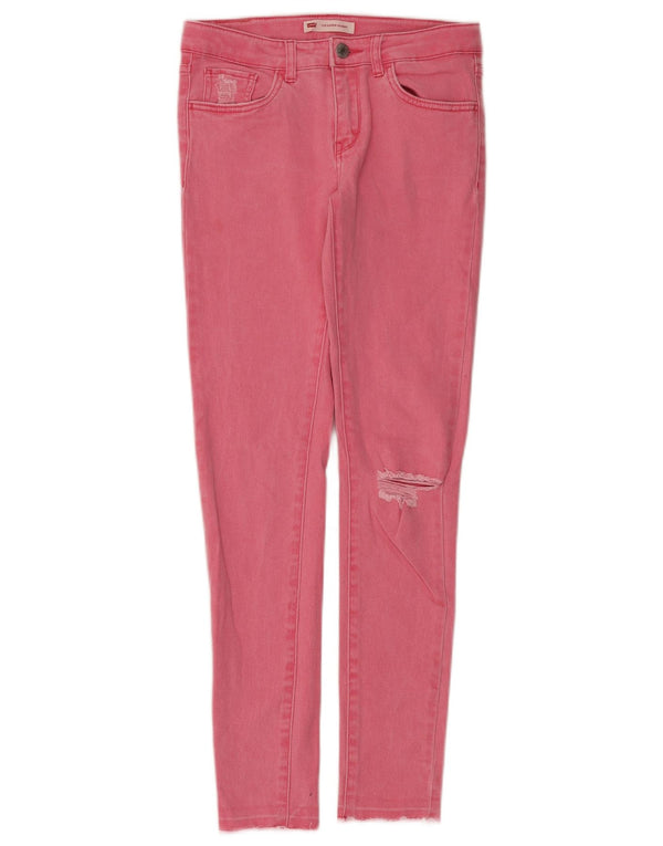 Levi's Ragazze 710 Jeans Super Skinny Distressed 11-12 Anni W28 L29 Rosa