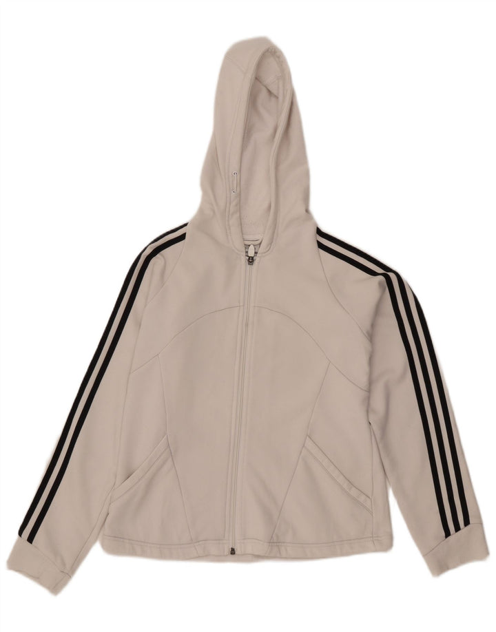 Maglione con cappuccio e zip corta Adidas da donna UK 14 medio bianco sporco
