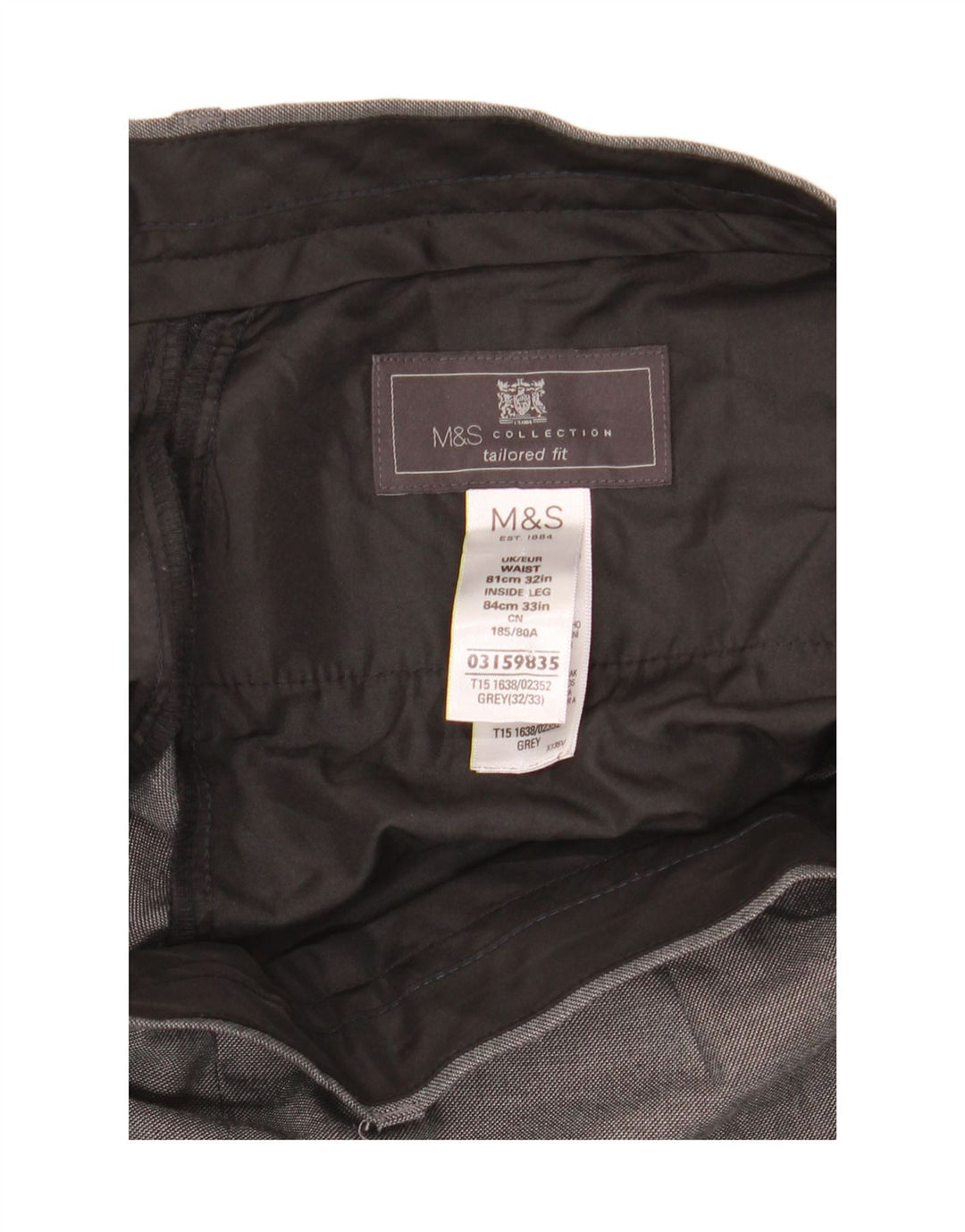 Pantaloni da abito dritti su misura da uomo Marks & Spencer W32 L33 grigi