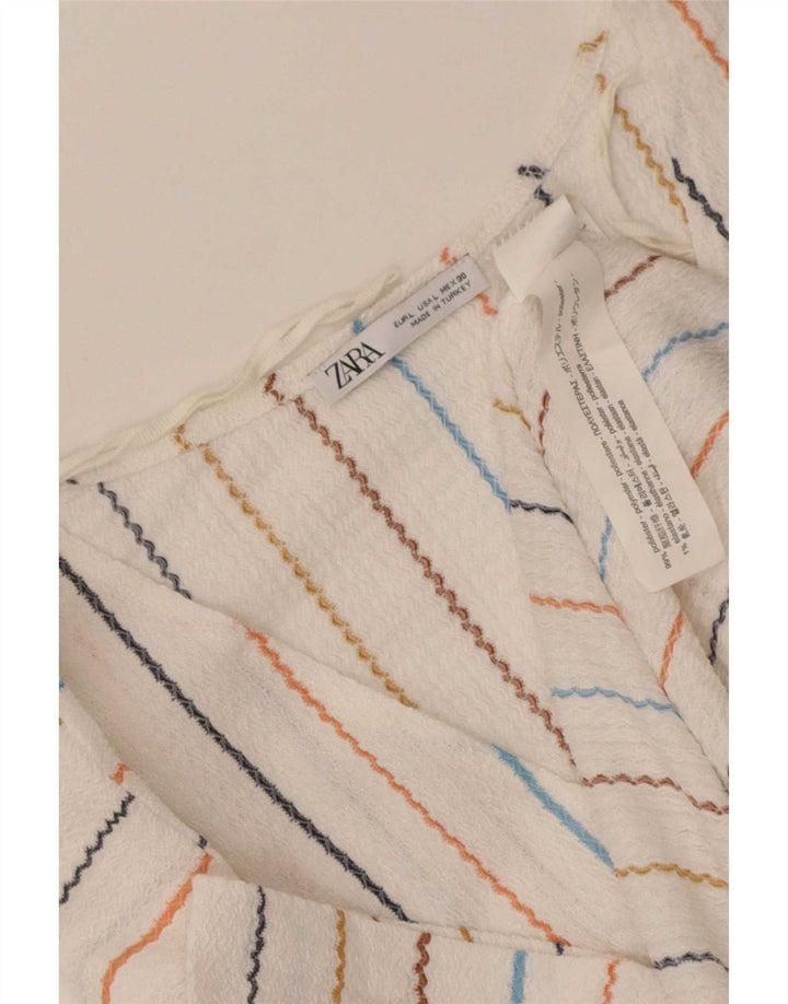 Abito a trapezio da donna Zara UK 16 Poliestere a righe bianche grandi
