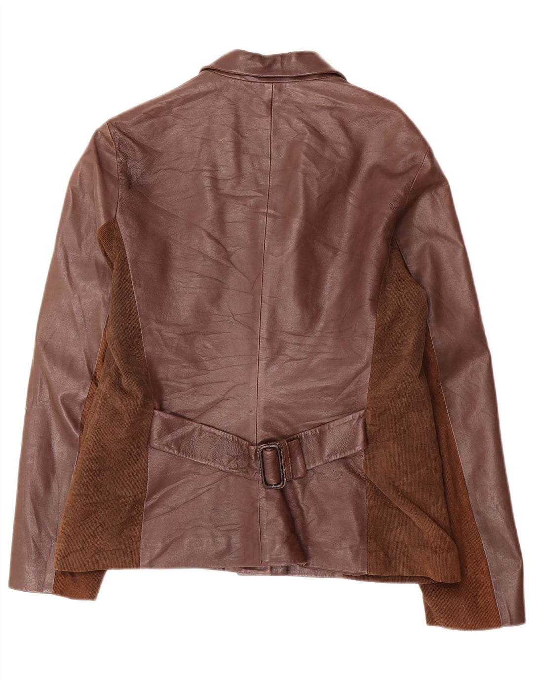 Giacca blazer in pelle da donna a 3 bottoni Evolution IT 48 XL Blocco colore marrone