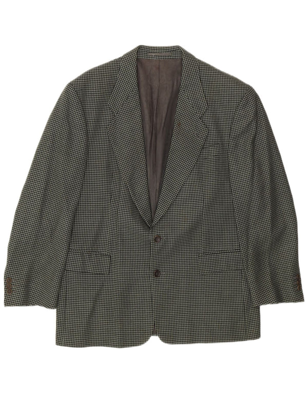 Giacca blazer da uomo Hugo Boss IT 50 Large verde pied de poule in lana vergine