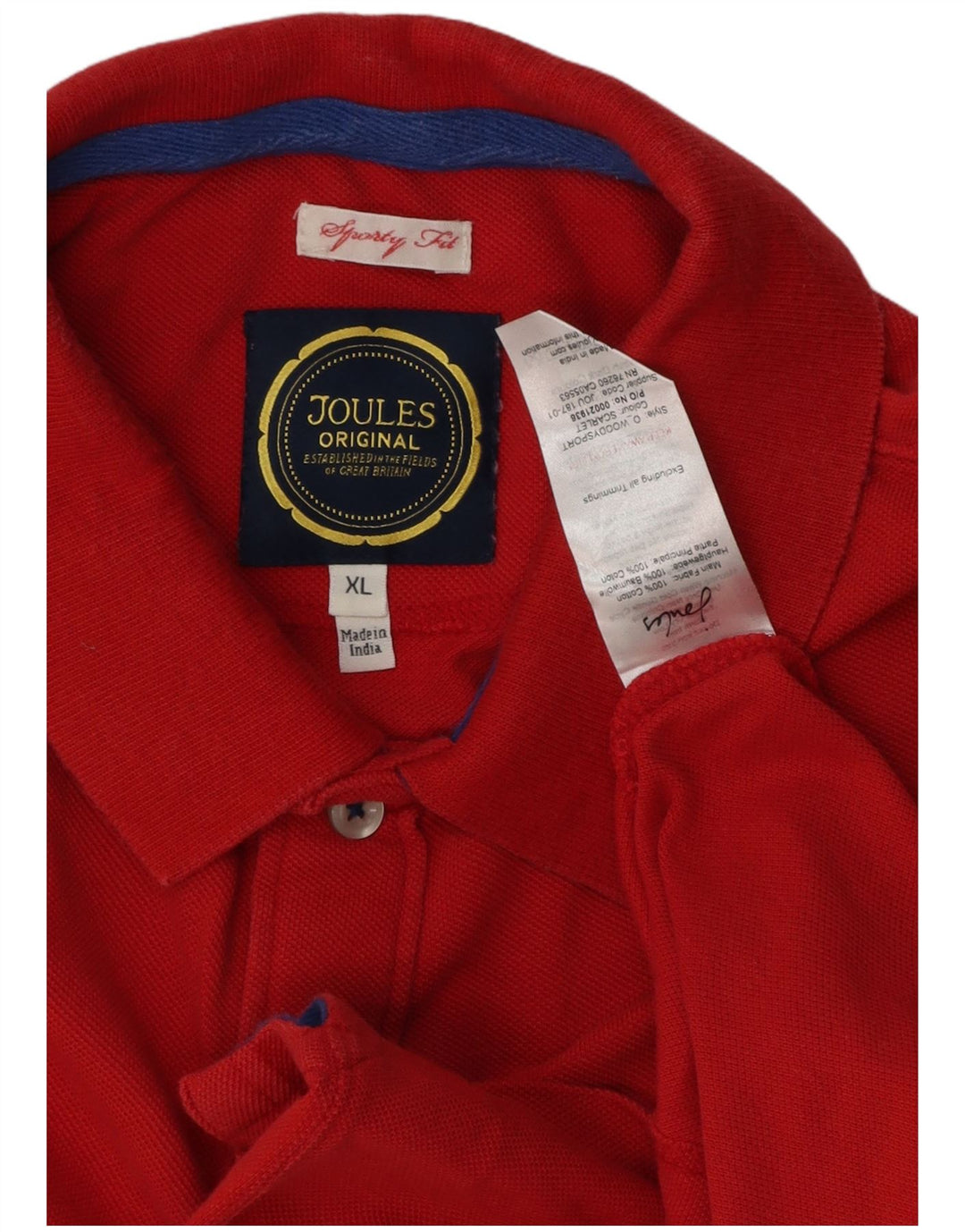 JOULES Mens Polo Shirt XL Red Cotton