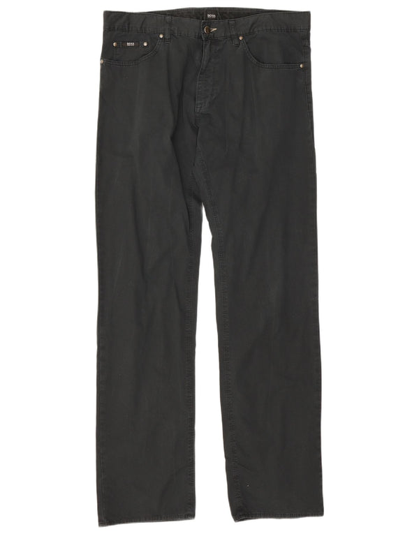 Pantaloni casual dritti da uomo Hugo Boss W36 L34 cotone nero