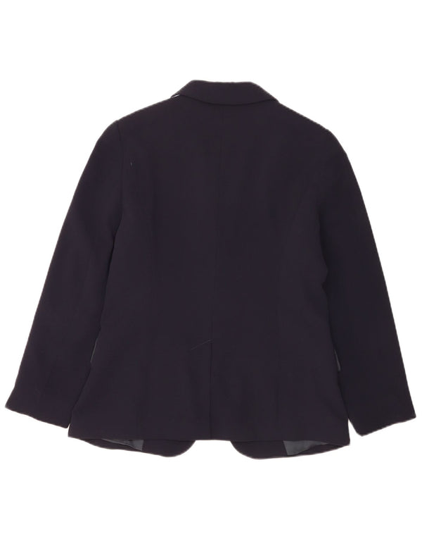 Giacca blazer da donna a 2 bottoni Marella UK 8 piccola acetato a righe blu navy