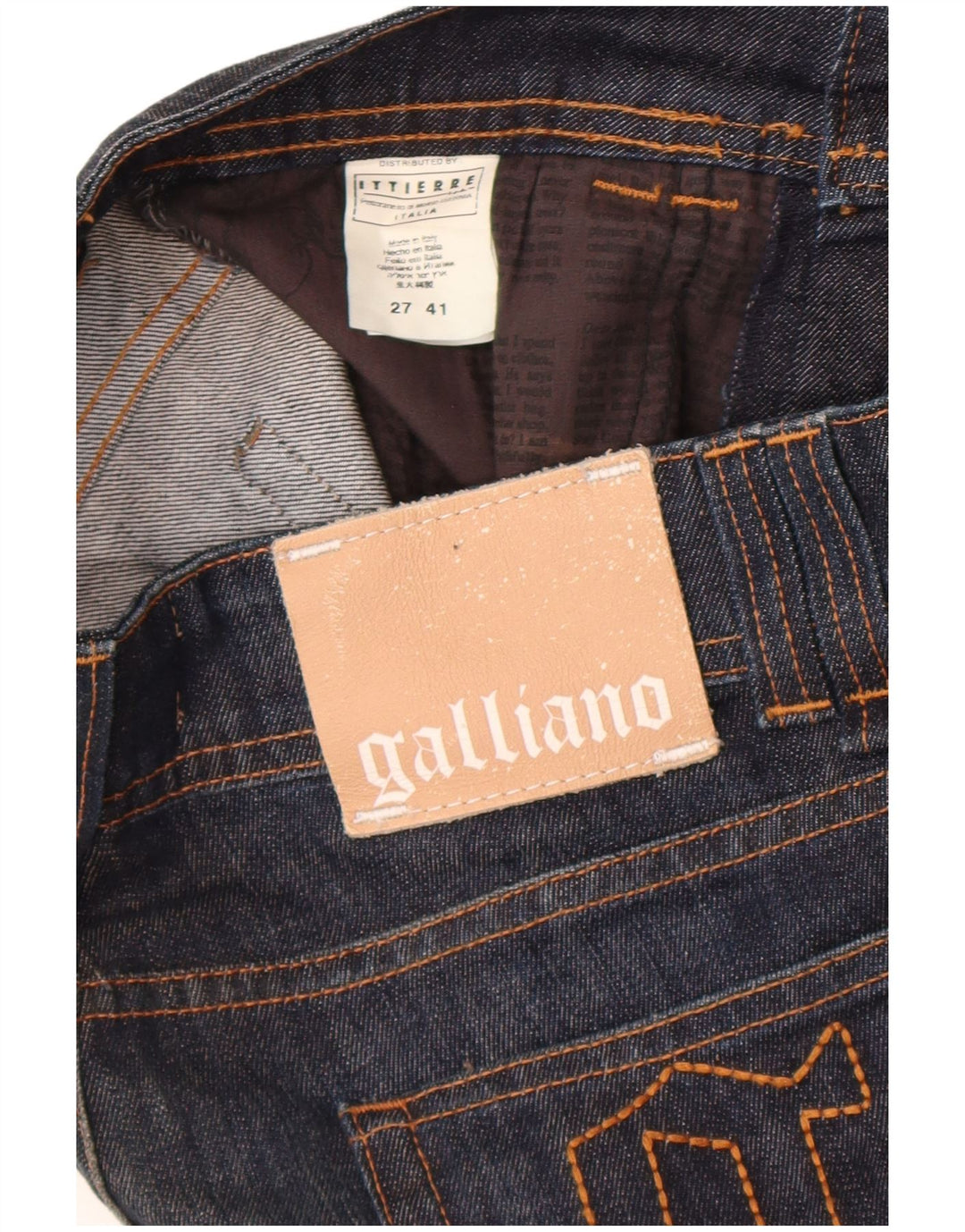 Jeans slim da donna Galliano W27 L36 Designer in cotone blu navy
