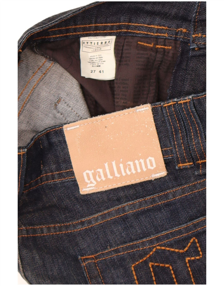Jeans slim da donna Galliano W27 L36 Designer in cotone blu navy