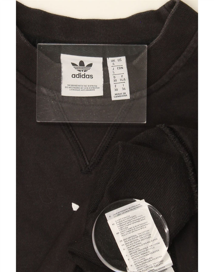 ADIDAS Womens Oversized Sweatshirt Jumper UK 4 XS Black Cotton Vintage Adidas and Second-Hand Adidas from Messina Hembry 