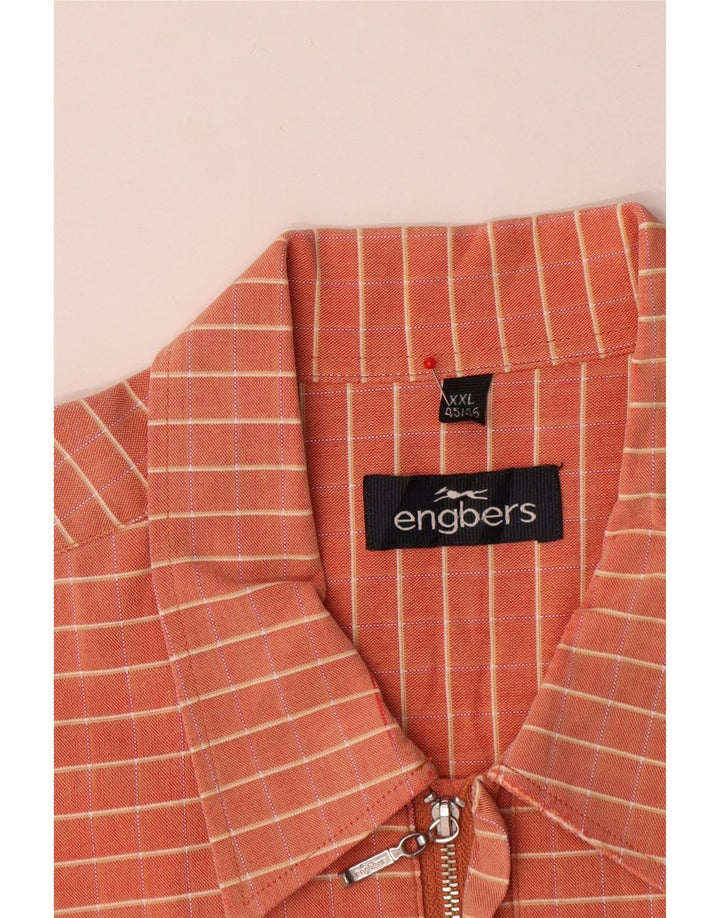 ENGBERS Camicia pullover da uomo a maniche corte taglia 45/46 2XL a quadri arancioni
