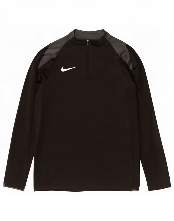 Nike Uomo Dri Fit Zip Collo Pullover Tuta Top Large Nero Poliestere