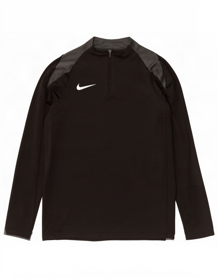 Nike Uomo Dri Fit Zip Collo Pullover Tuta Top Large Nero Poliestere