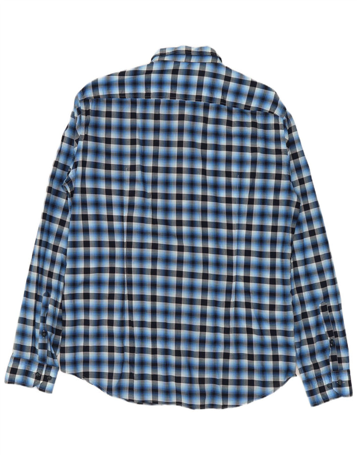 Hugo Boss Camicia da uomo elasticizzata con vestibilità regolare, cotone a quadri blu grande