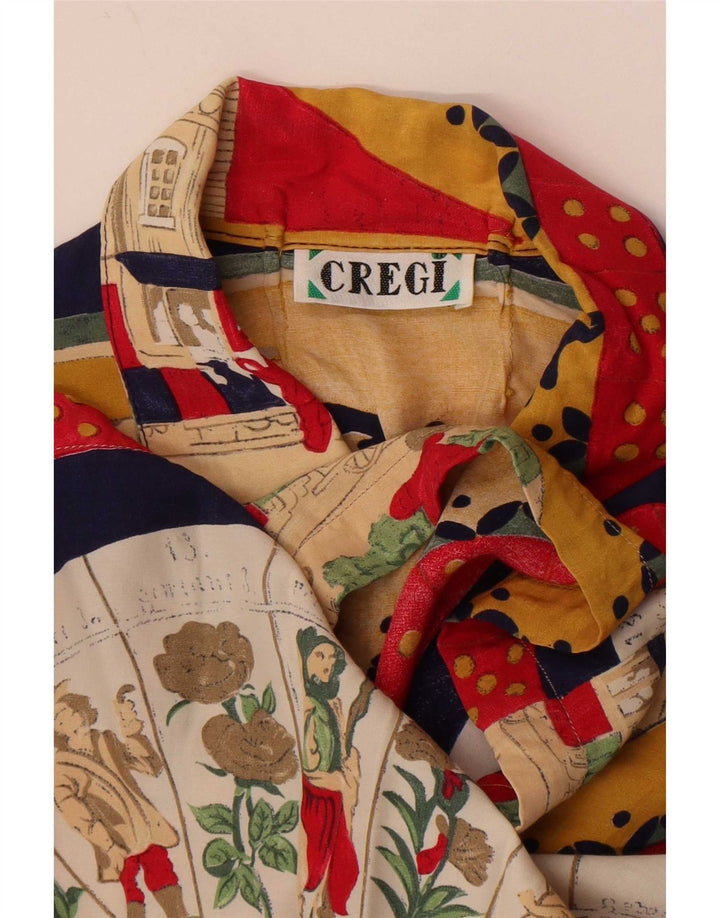 Camicia grafica da donna vintage UK 16 grande floreale multicolore