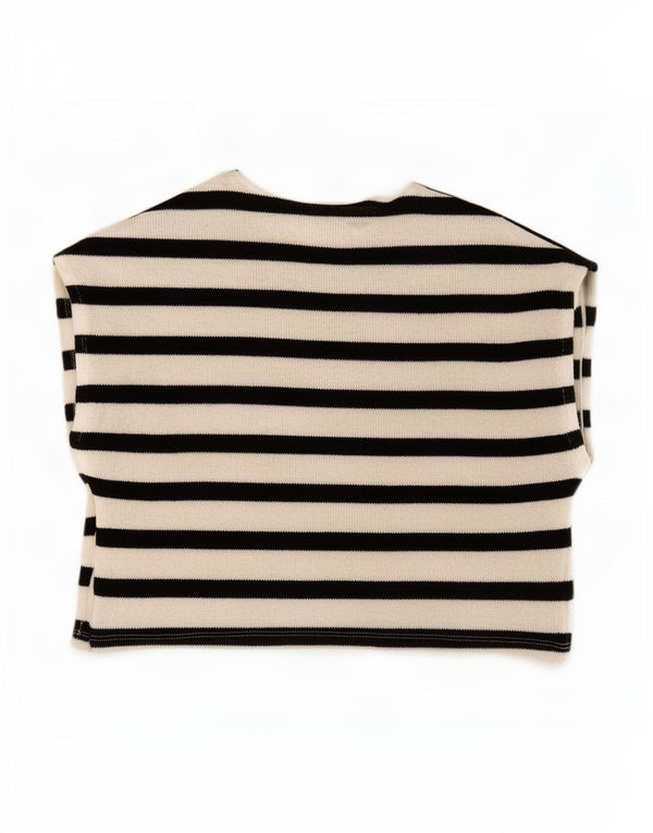 Top corto senza maniche da donna Zara UK 10 piccolo poliestere a righe nere