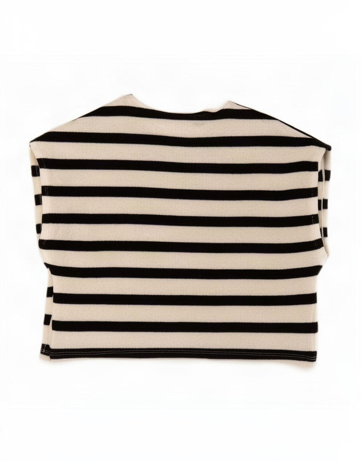Top corto senza maniche da donna Zara UK 10 piccolo poliestere a righe nere
