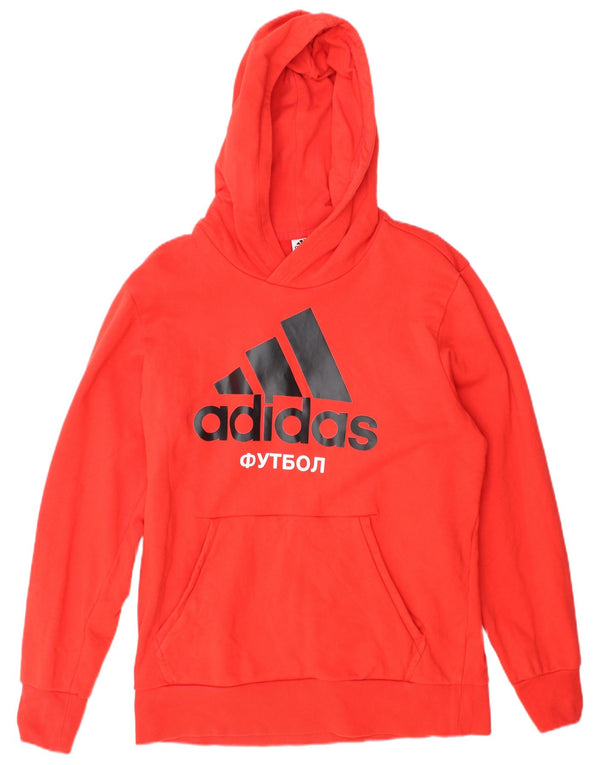 Felpa con cappuccio grafica da uomo Adidas Large in cotone arancione