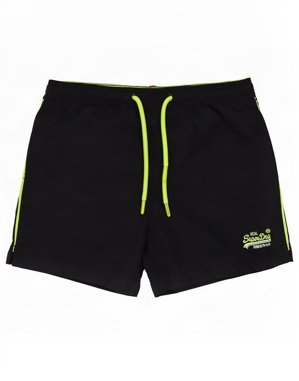 Pantaloncini da bagno da uomo Superdry piccoli in poliestere nero