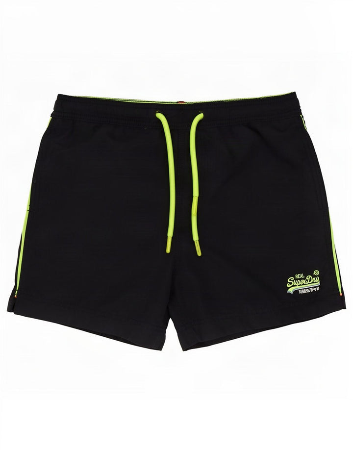 Pantaloncini da bagno da uomo Superdry piccoli in poliestere nero