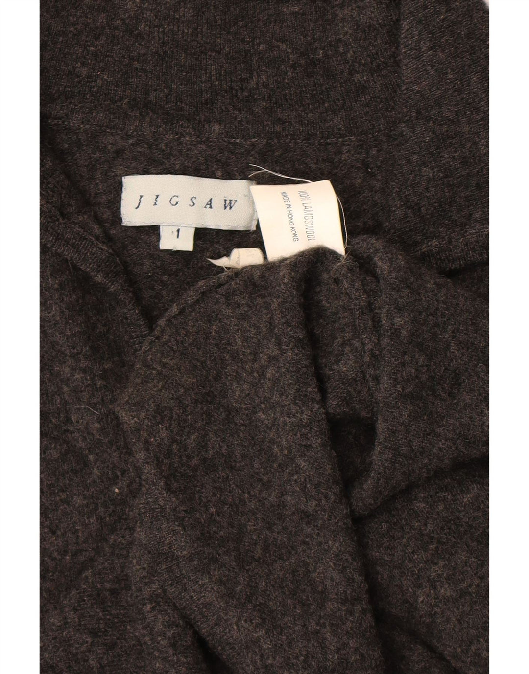 JIGSAW Abito maglione da donna con maniche a 3/4 UK 8 Small Lana d'agnello grigia