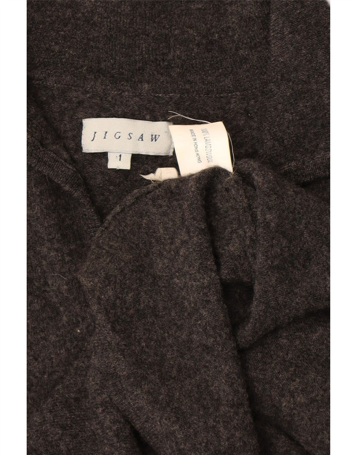 JIGSAW Abito maglione da donna con maniche a 3/4 UK 8 Small Lana d'agnello grigia