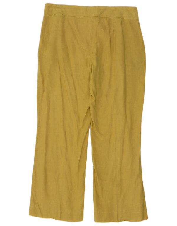 Pantaloni casual a gamba larga da donna Zara XL W32 L30 Lino giallo