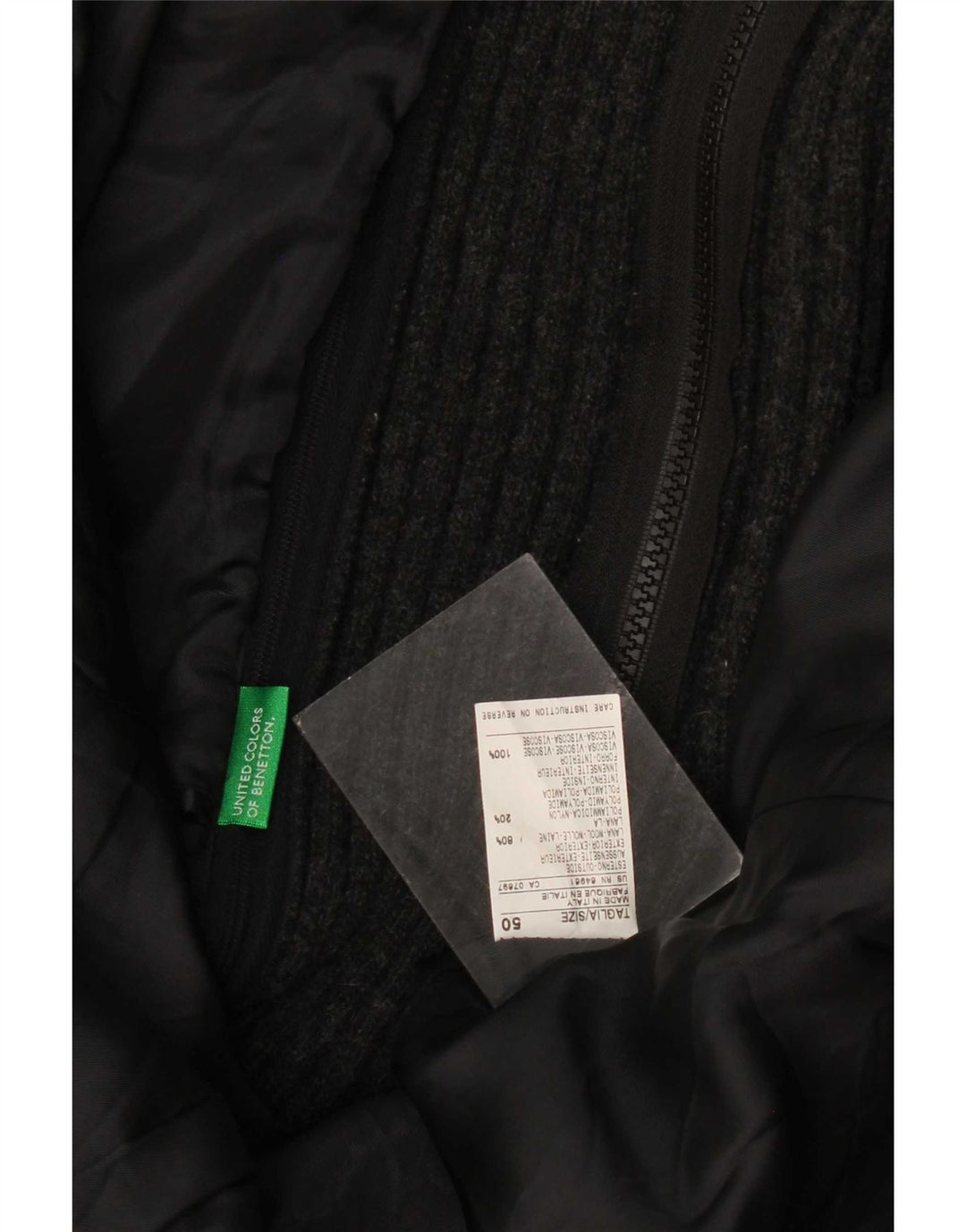 Giacca blazer da uomo a 2 bottoni Benetton IT 50 Large in lana screziata grigia