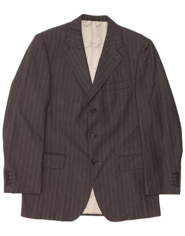 Giacca blazer da uomo a 3 bottoni Aquascutum UK 40 grande lana gessata grigia
