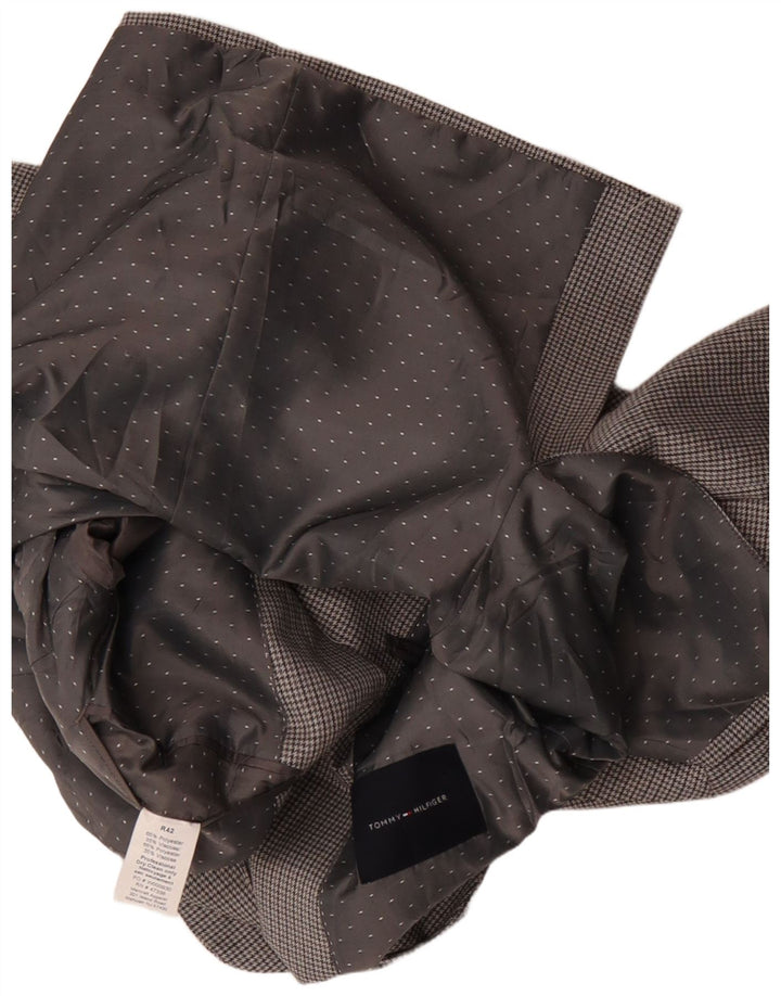 Giacca blazer a 2 bottoni da uomo Tommy Hilfiger US 42 XL poliestere a quadri grigio